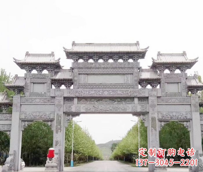 长沙景区三门石雕牌坊 (5)