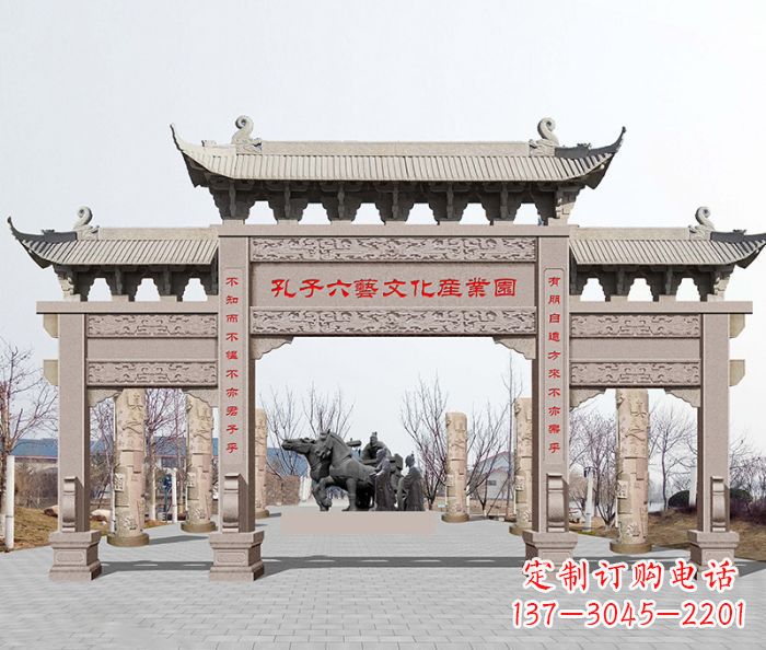 长沙景区三门石雕牌坊-高质美观可靠的雕塑装置