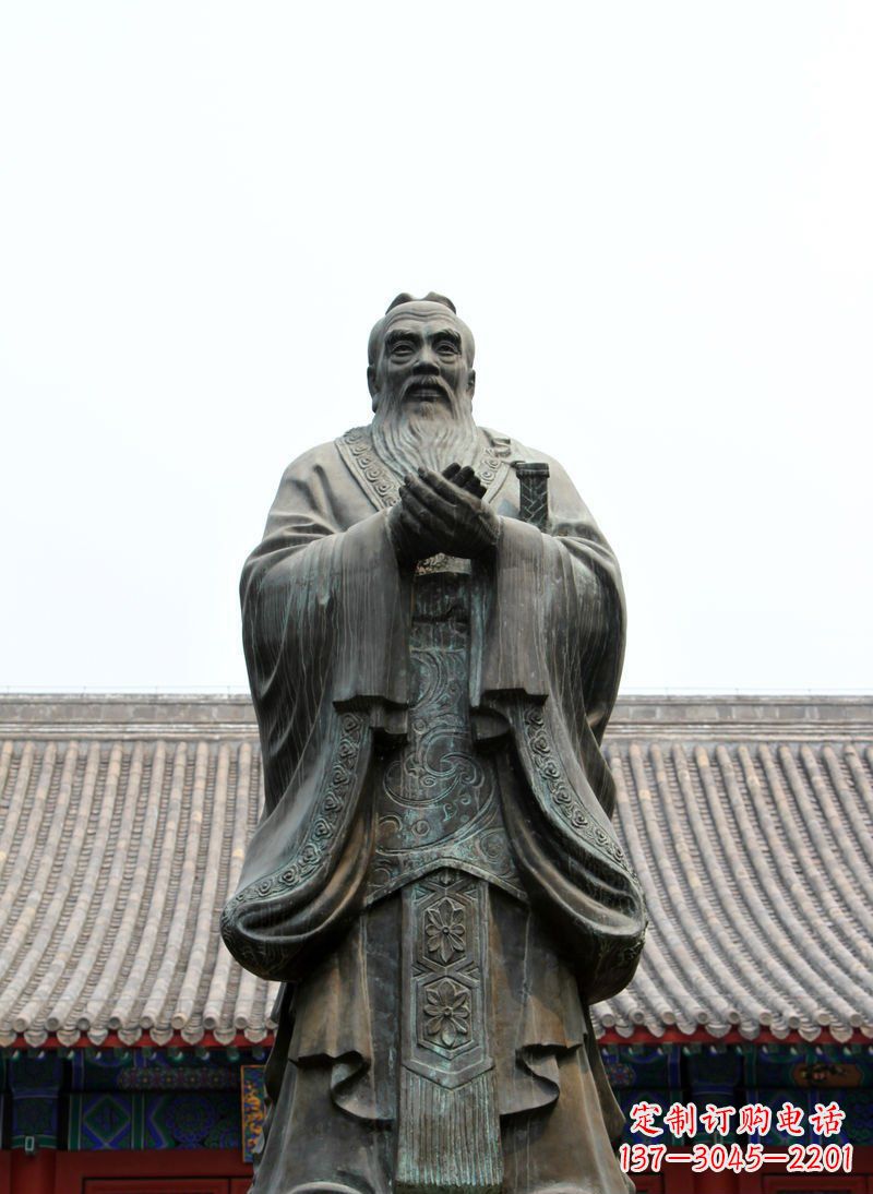 长沙高雅古典，孔子青铜雕塑
