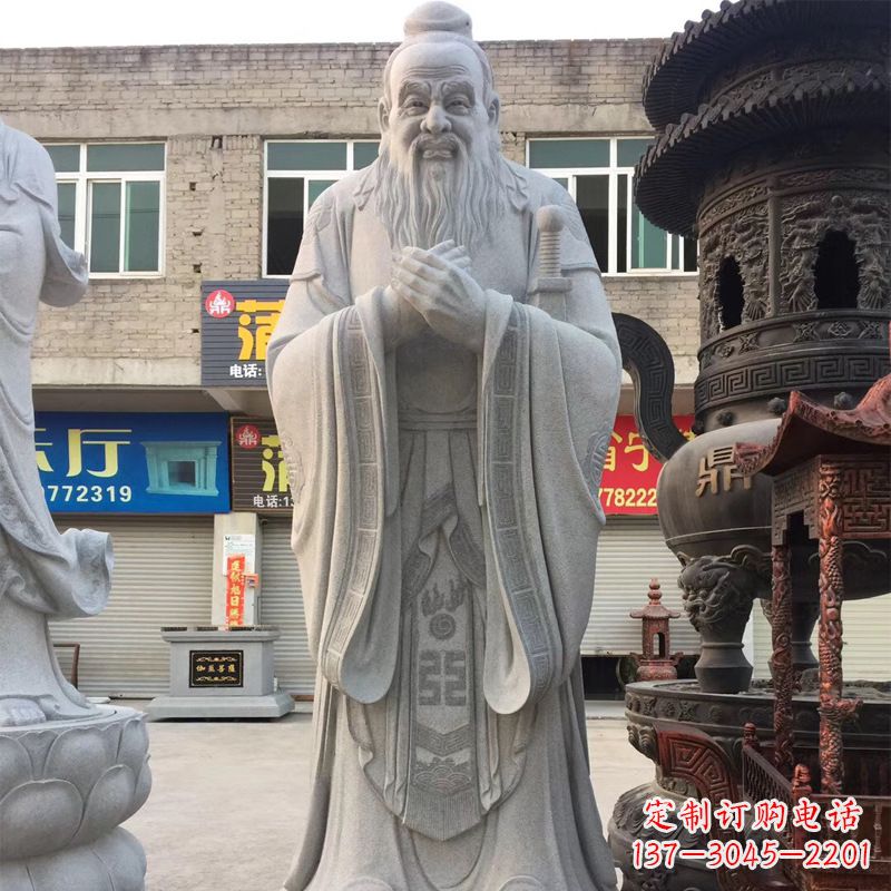 长沙传承古典,精美绝伦的孔子石雕头像