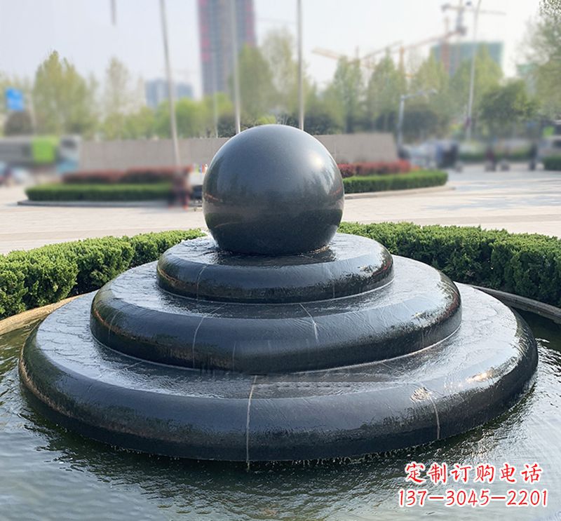 长沙临沂石雕风水球喷泉,雕塑定制专属于您