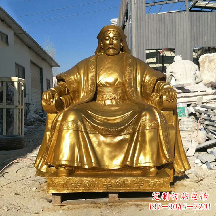 长沙鎏金成吉思汗铜雕-中国历史伟人古代著名人物雕像