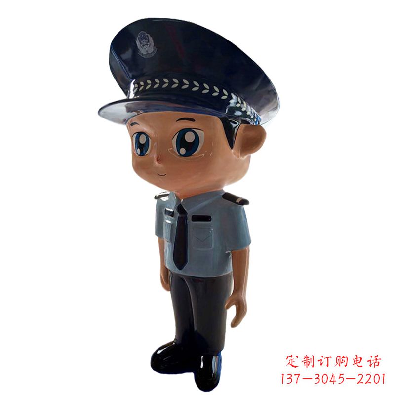长沙男警察玻璃钢卡通雕塑