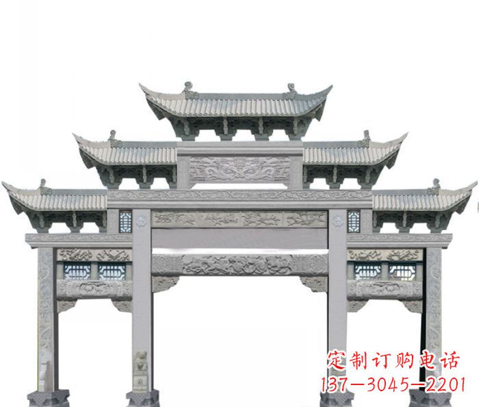 长沙中领雕塑定制式牌坊石雕