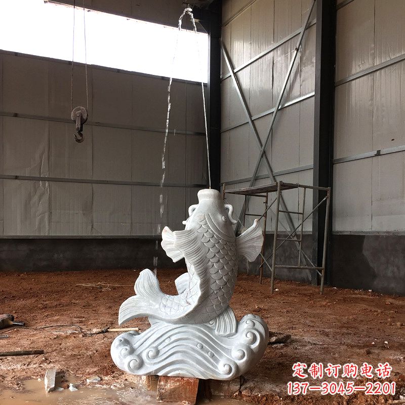 长沙汉白玉石鲤鱼雕塑,让你的梦想成真!