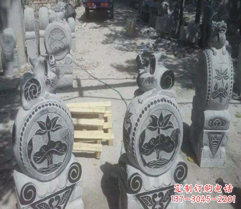 长沙貔貅抱鼓石招财石门墩石雕