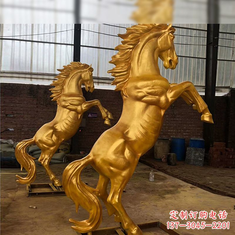 长沙精美马雕塑,精锐漆金马儿