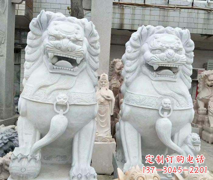 长沙企业景观大理石狮子石雕 (3)