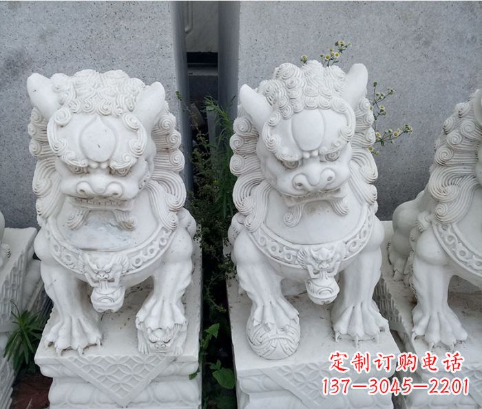 长沙企业景观大理石狮子石雕 (5)