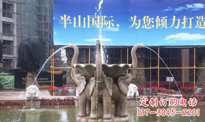 长沙室内外精美小象喷泉石雕