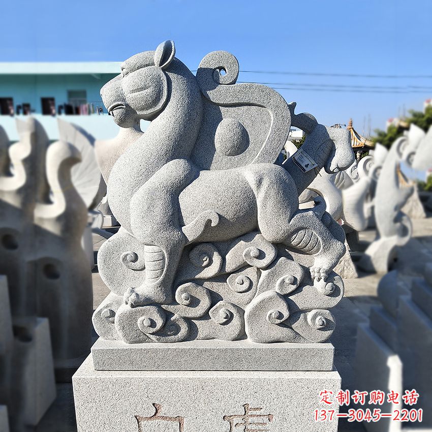 长沙青龙白虎动物雕塑-上古四神兽石雕之白虎