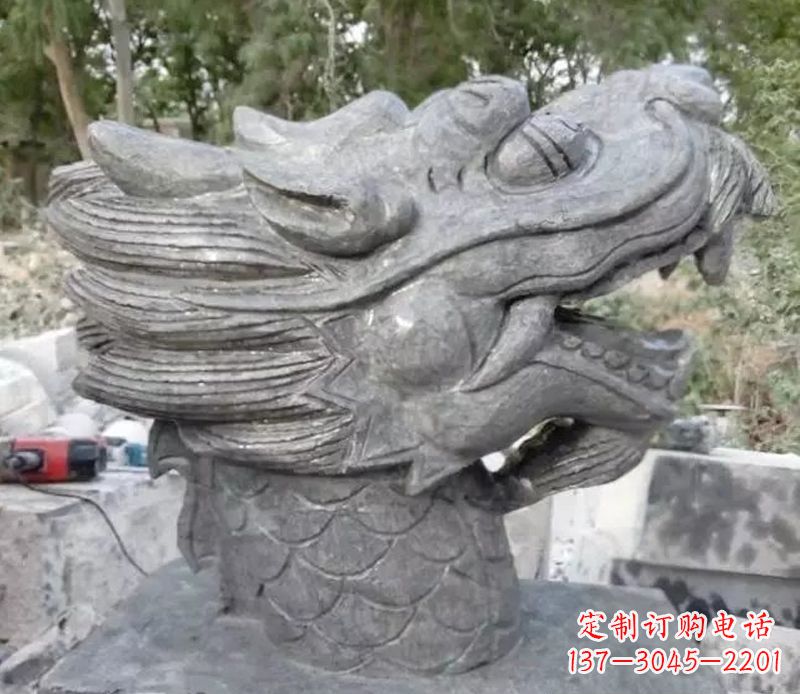 长沙青石龙头雕塑 