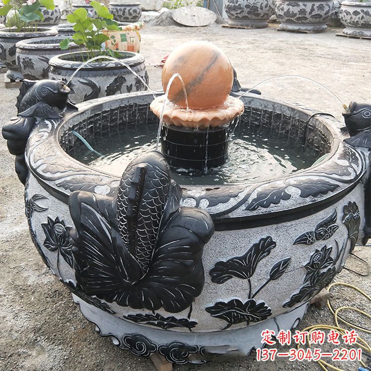 长沙青石鱼缸雕塑,装点您的生活