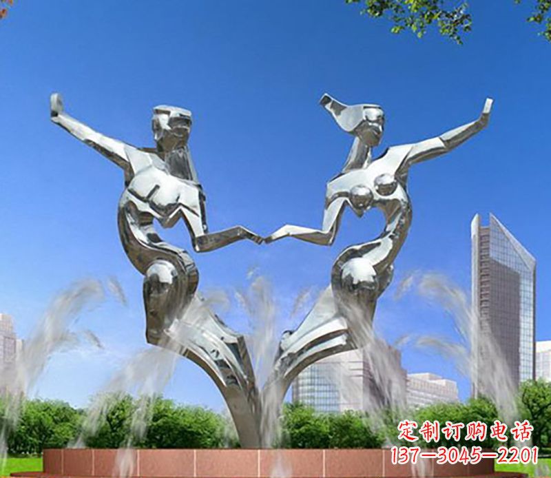 长沙爱情镌刻,不锈钢抽象情侣雕塑