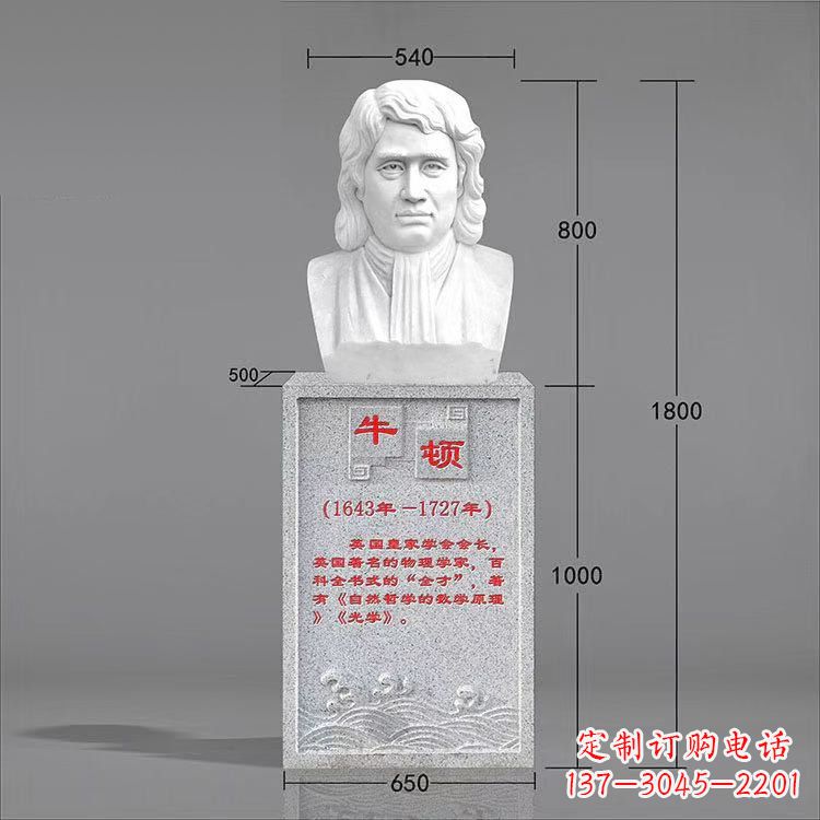 长沙全才科学家牛顿汉白玉石雕头像