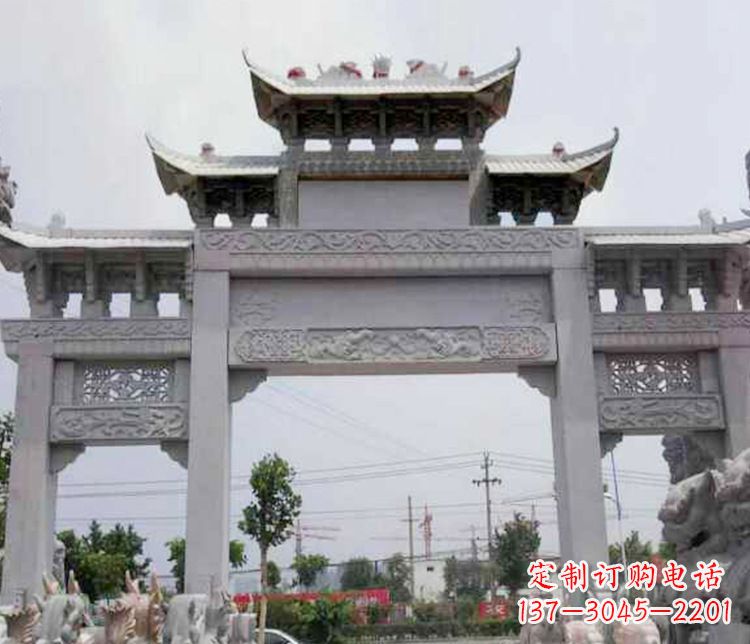 长沙三门大理石牌坊石雕 (3)