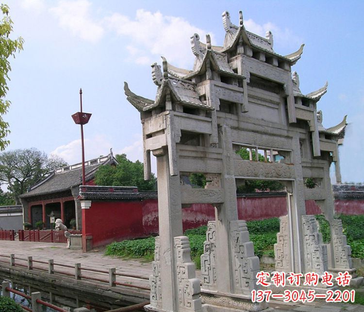 长沙三门大型牌坊石雕
