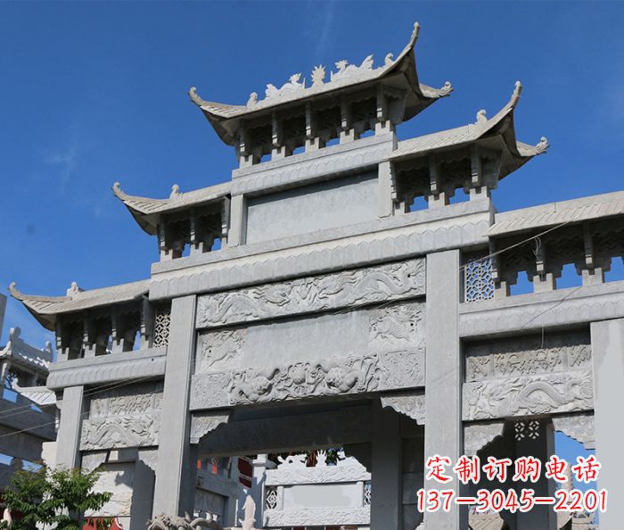长沙三门道路牌坊石雕 (2)