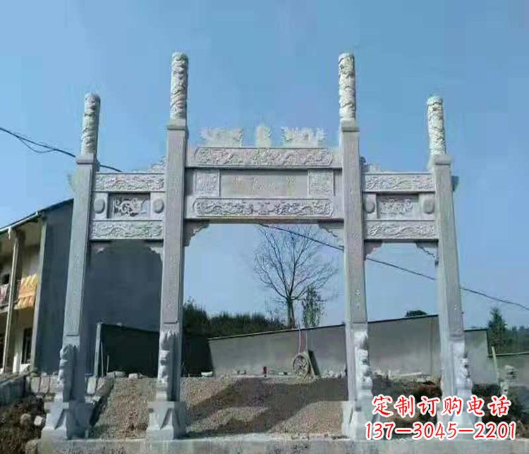 长沙三门仿古牌坊石雕 (4)