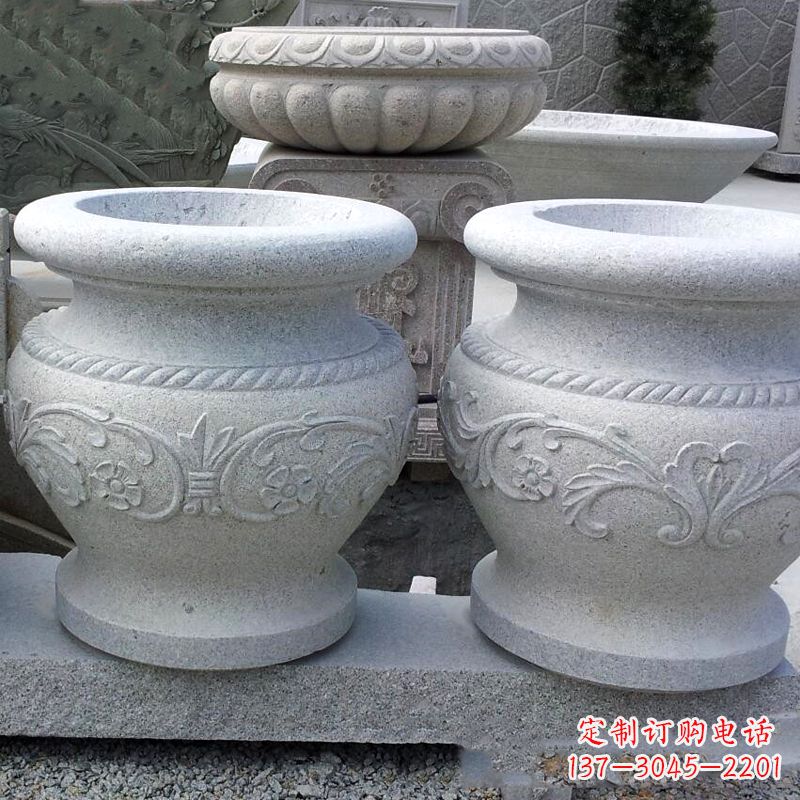 长沙砂岩花盆石雕，搭配室内装饰空间