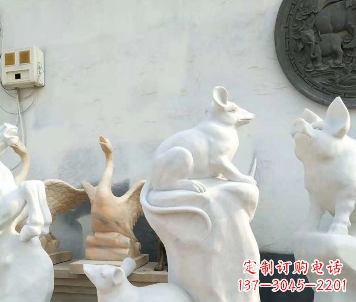 长沙独具个性的汉白玉老鼠石雕