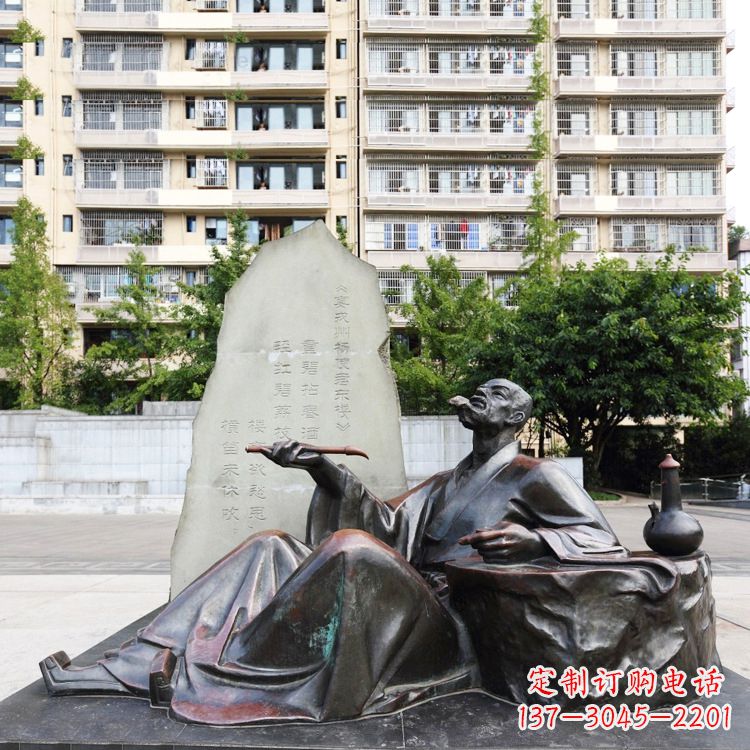 长沙诗圣杜甫草堂雕像-小区园林历史名人中国古代诗人情景雕塑