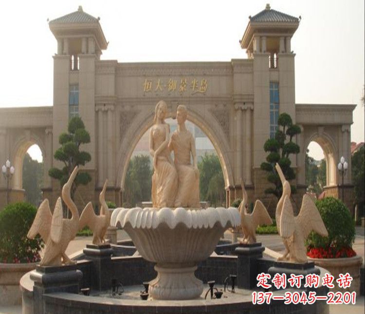 长沙石雕西方人物喷泉雕塑