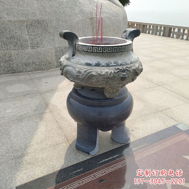 长沙石雕圆香炉