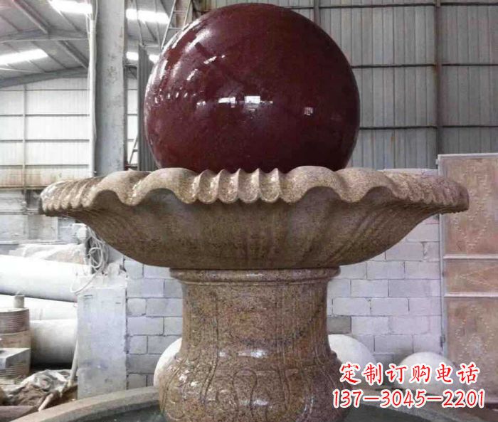 长沙石来运转小型风水球喷泉石雕 (2)
