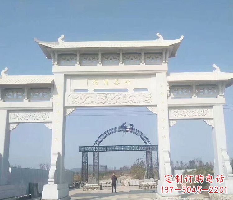 长沙石牌坊三门牌坊石雕 (4)