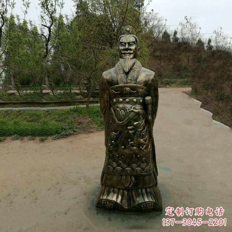 长沙始皇嬴政玻璃钢仿铜雕塑