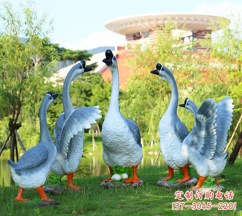 长沙树脂工艺品玻璃钢雕塑商场美陈户外园林景观装饰品仿真动物鹅摆件