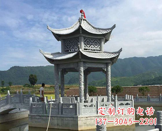长沙双层仿古凉亭石雕_1