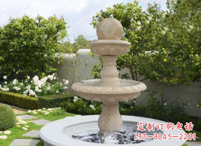 长沙双层风水球喷泉别墅石雕