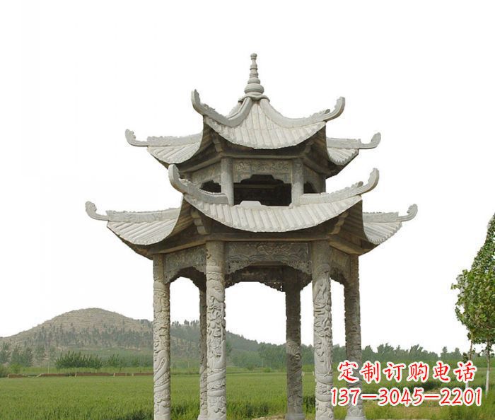 长沙双层仿古石雕凉亭