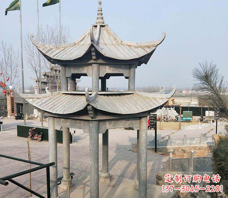 长沙双层户外凉亭石雕