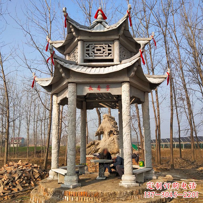 长沙双层六角石凉亭