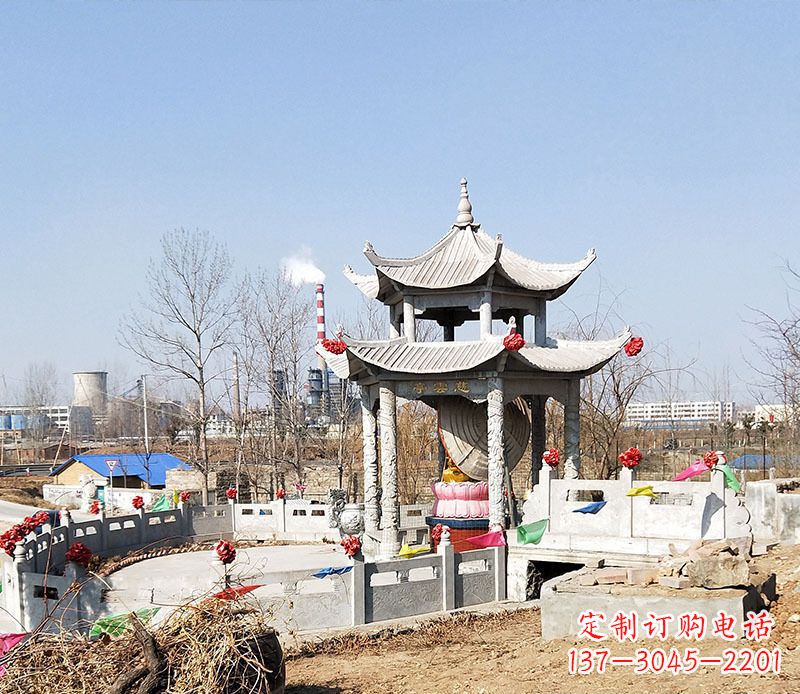 长沙双层石凉亭石雕 (2)