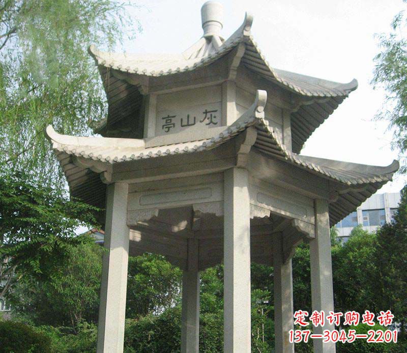 长沙双层石凉亭石雕
