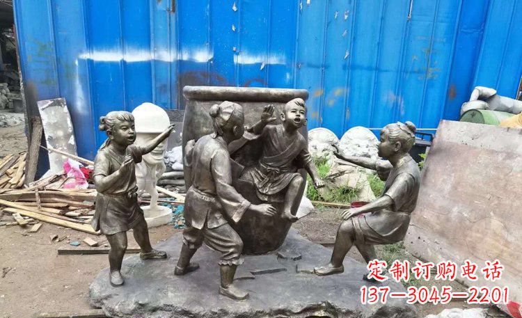 长沙司马光砸缸铜雕 (2)