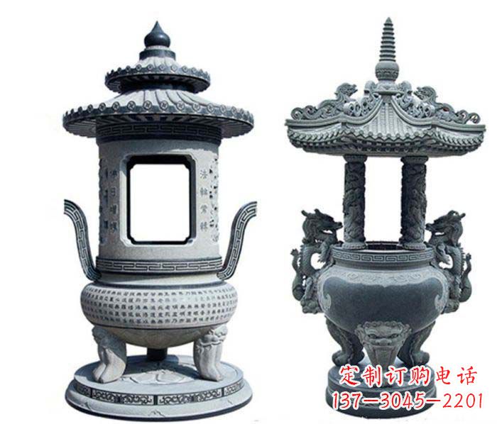 长沙寺庙景观仿古香炉石雕