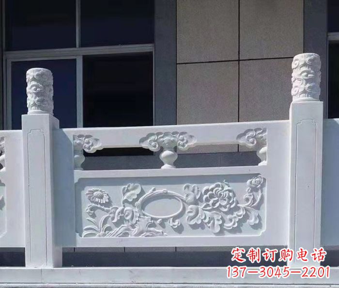 长沙寺庙景观汉白玉石浮雕栏板 (4)