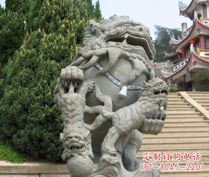 长沙寺庙景观狮子石雕