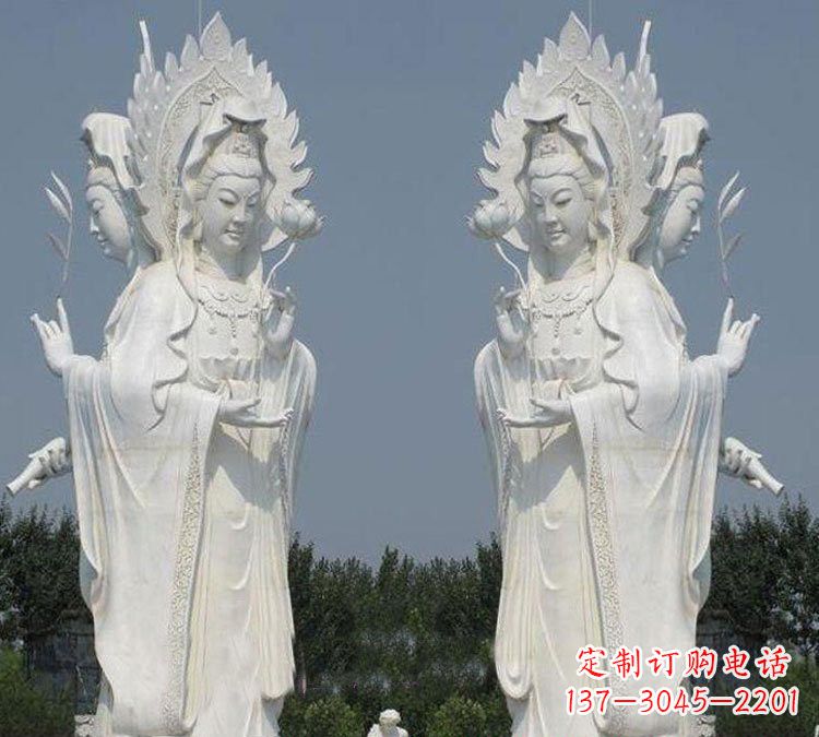 长沙寺庙三面观音菩萨雕塑