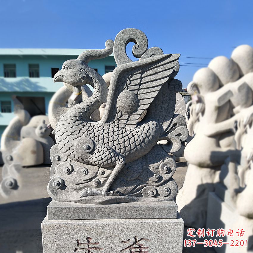 长沙天之四灵之朱雀神鸟砂岩石雕塑