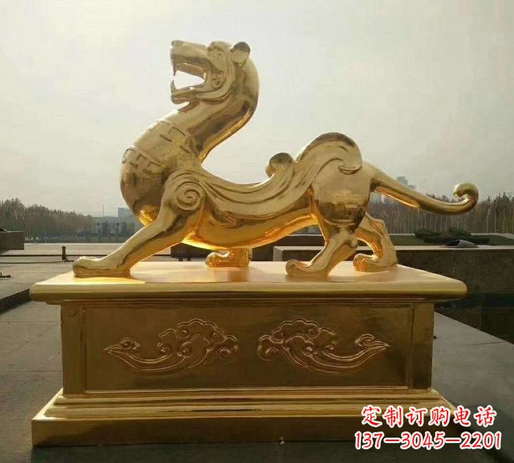 长沙贴金古代神兽青龙雕塑
