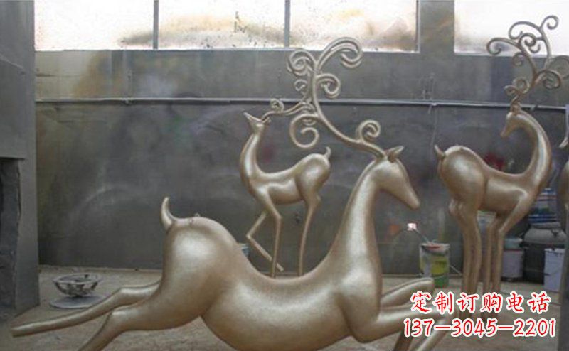长沙铜雕抽象树枝梅花鹿雕塑