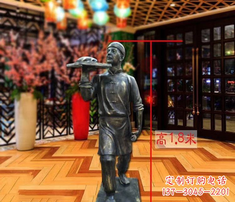 长沙铜雕店小二人物雕塑 (2)