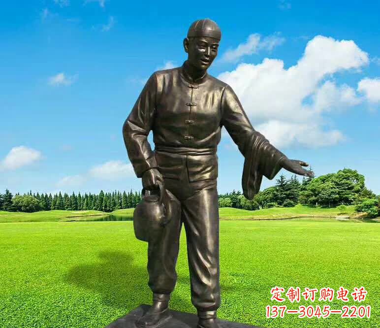 长沙铜雕店小二人物雕塑1