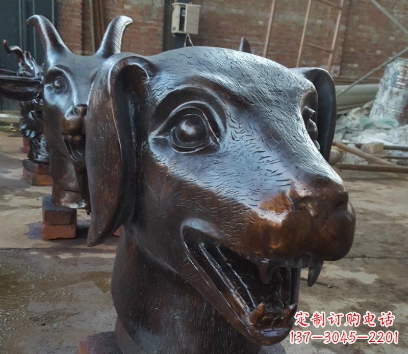 长沙铜雕广场生肖动物头像装饰摆件